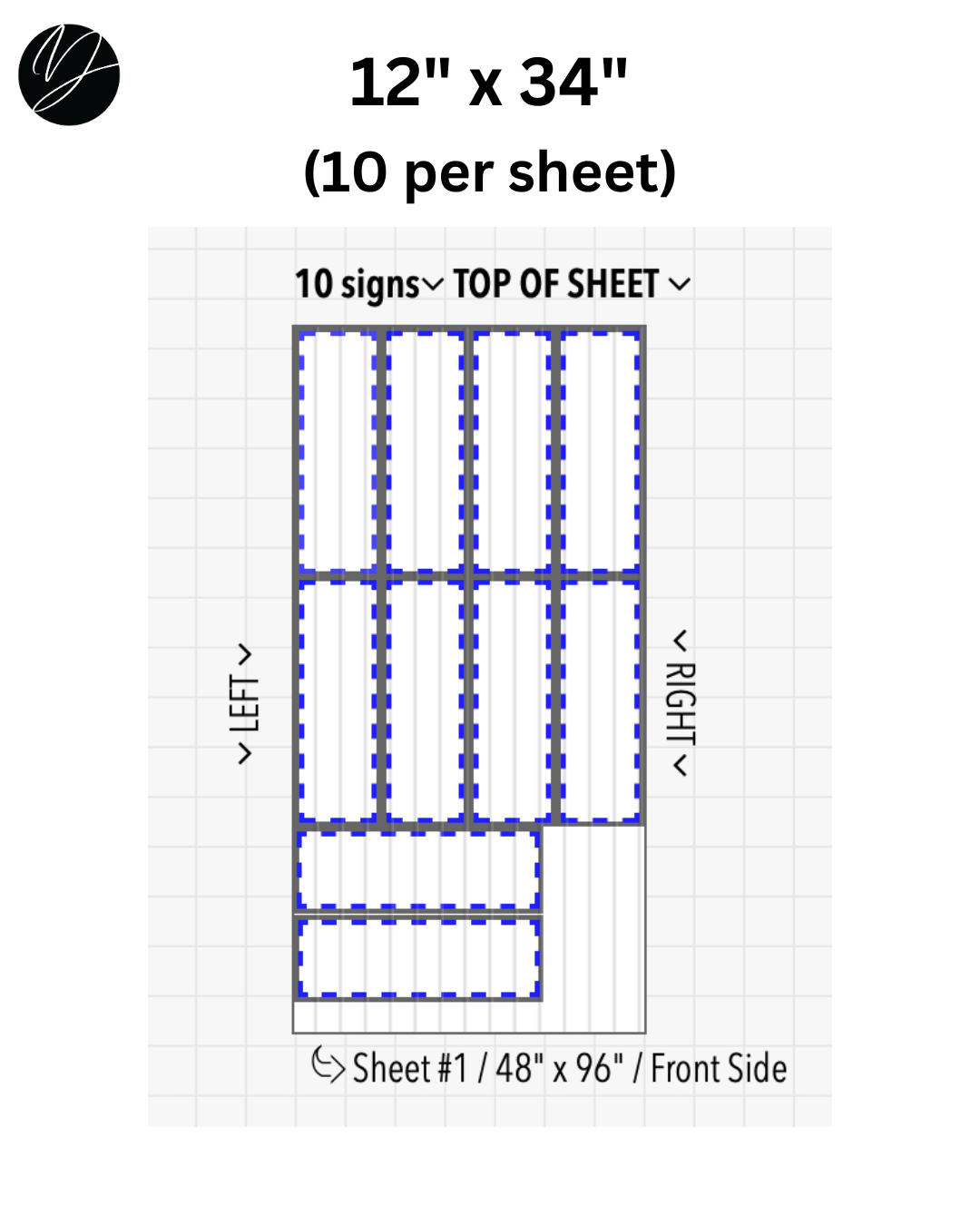 12" x 34" (10 per sheet) - Business Sign