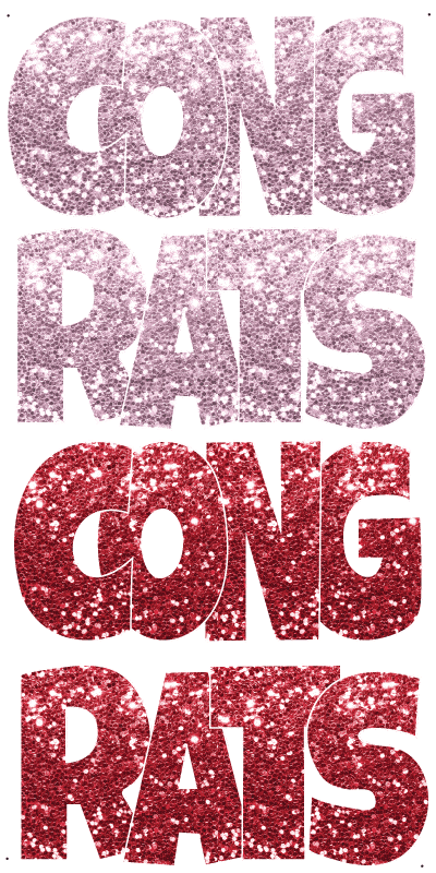 Glitter Baby Pink and Red Congrats