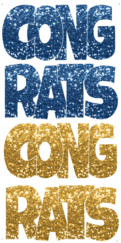 Glitter Gold and Blue Congrats