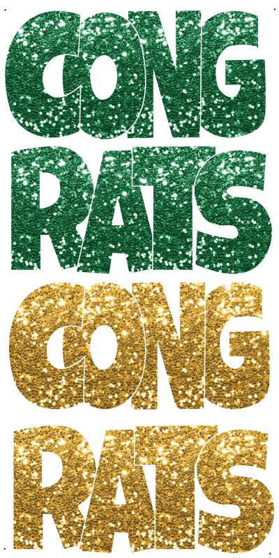 Glitter Gold and Green Congrats