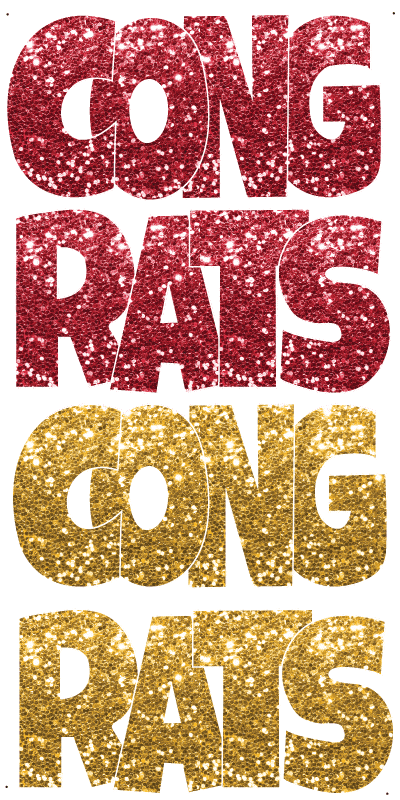 Glitter Gold and Red Congrats