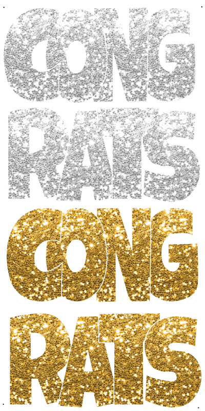 Glitter Gold and White Congrats