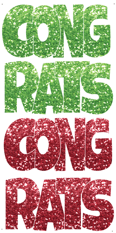Glitter Lime and Red Congrats