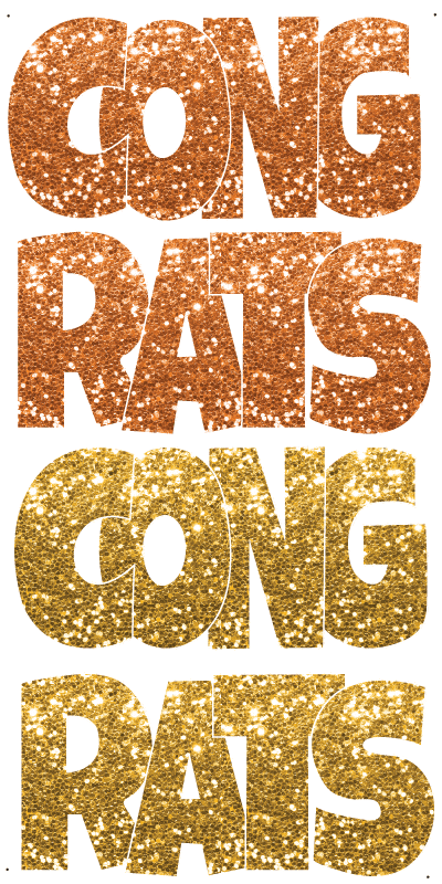 Glitter Orange and Gold Congrats