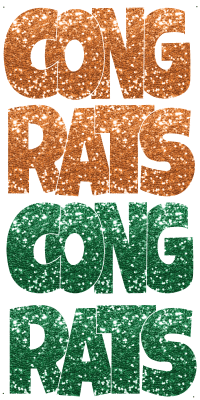 Glitter Orange and Green Congrats
