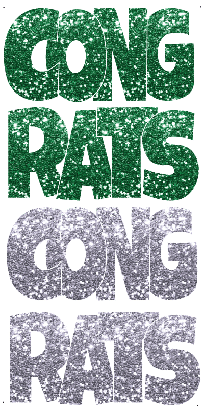 Glitter Silver and Green Congrats