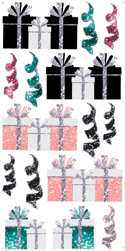 Presents and Confetti black, pink, turquoise