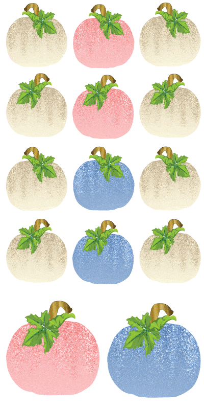 Pumpkin Pink, Blue, Cream