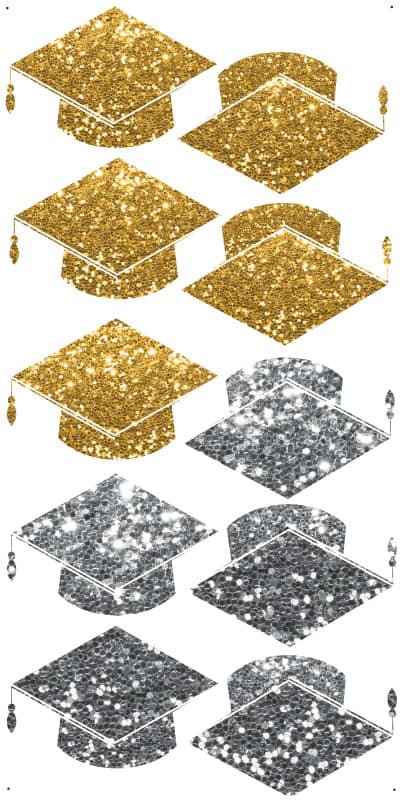 Silver and Gold Grad Caps