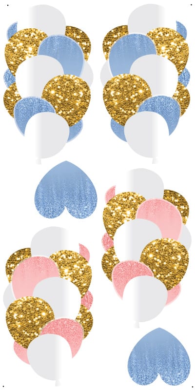 Pink , Blue Gold Balloons