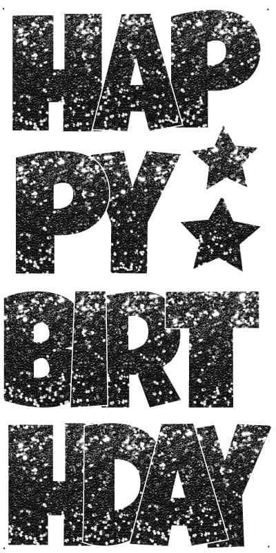 Happy Birthday_ Black Glitter