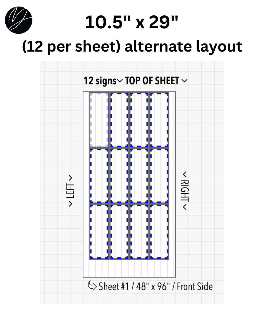 10.5" x 29" (12 per sheet) alternate layout - Business Sign