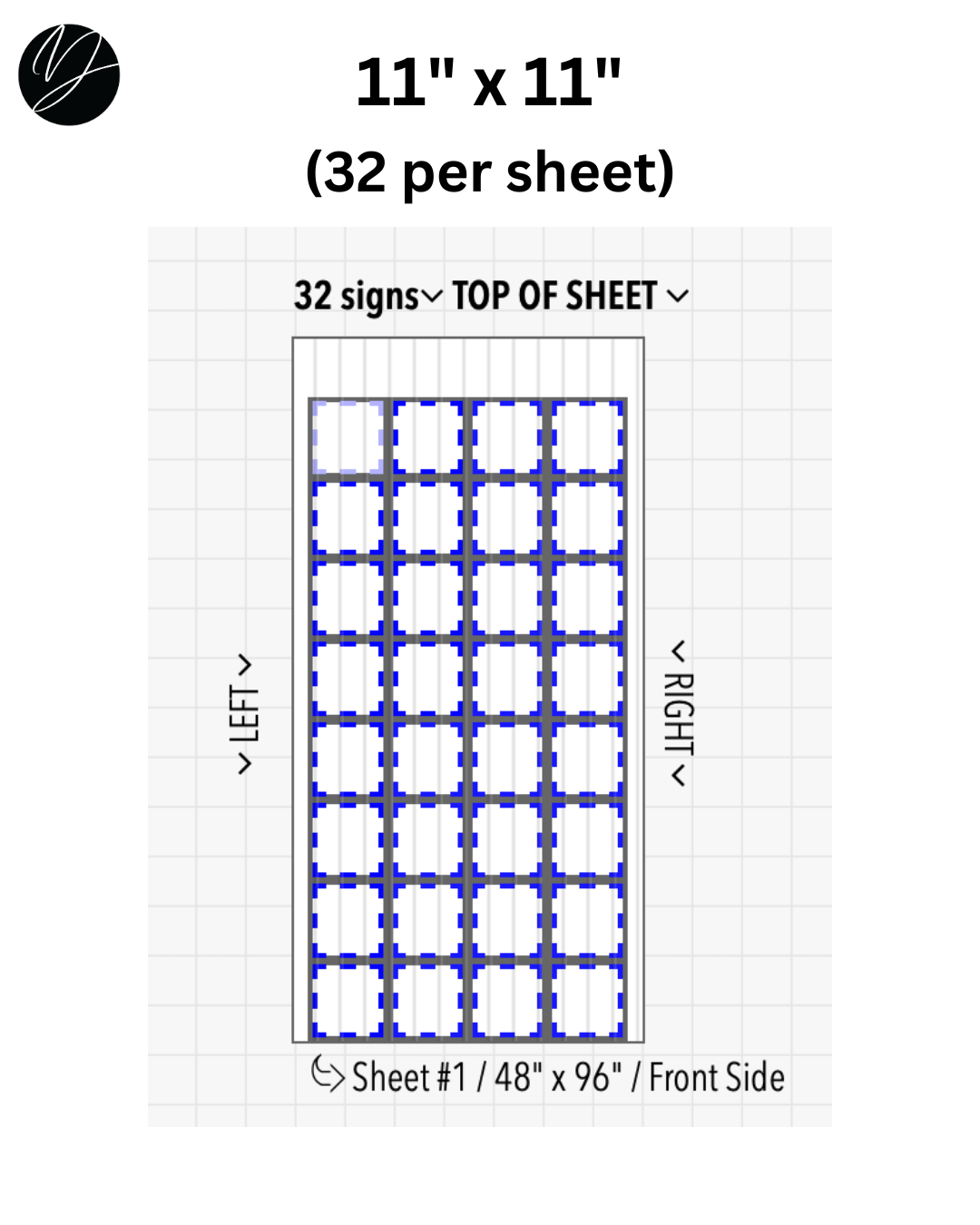 11" x 11" (32 per sheet) - Business Sign