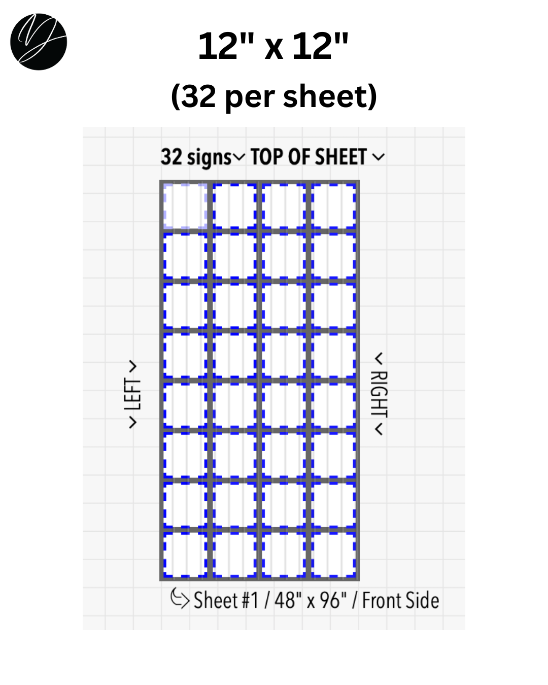 12" x 12" (32 per sheet) - Business Sign