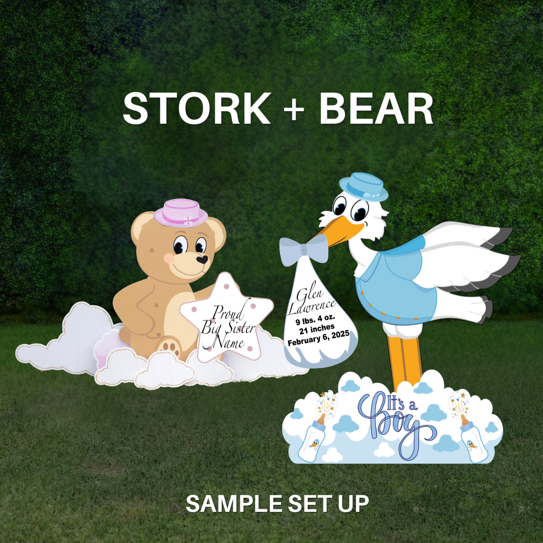 Stork + Pink Bear Bundle Rental | star keepsake yours to keep
