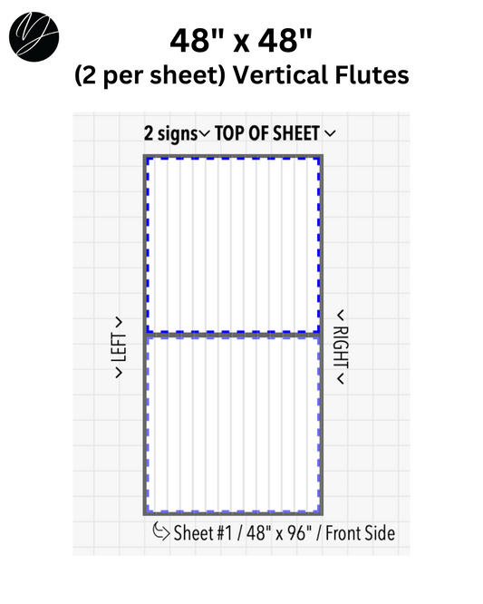 48" x 48" (2 per sheet) Vertical Flutes - Business Sign