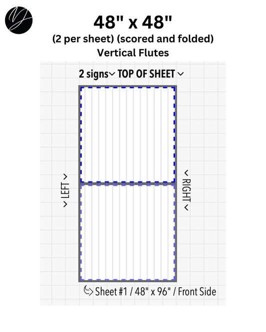 48" x 48" (2 per sheet) (scored and folded) Vertical Flutes - Business Sign