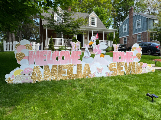Stork within a Yard Sign (Pink)