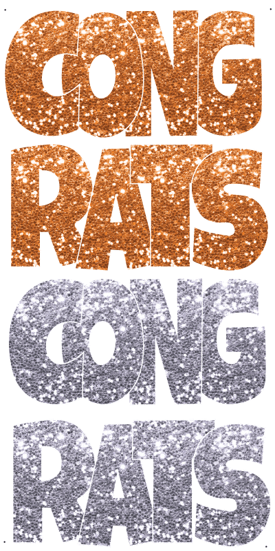 Glitter Orange and Silver Congrats image 0
