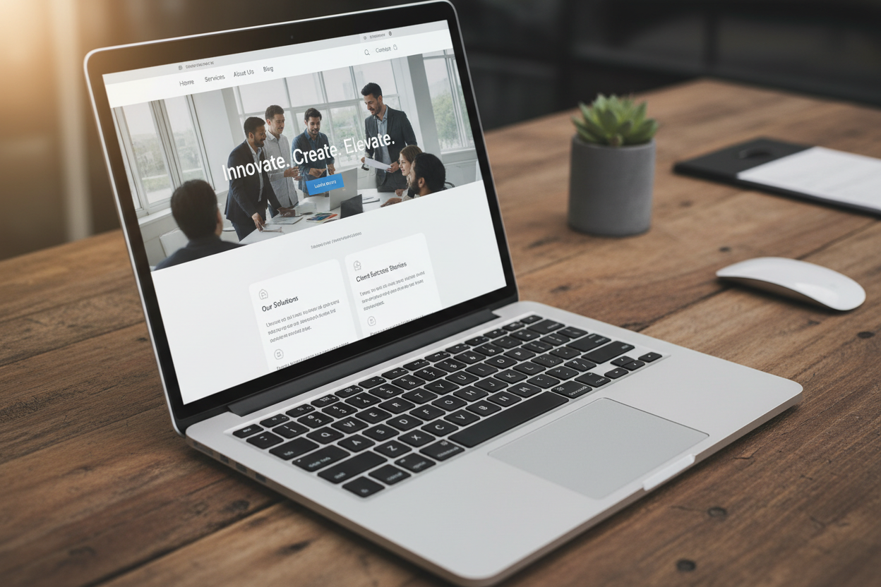 website homepage in a laptop